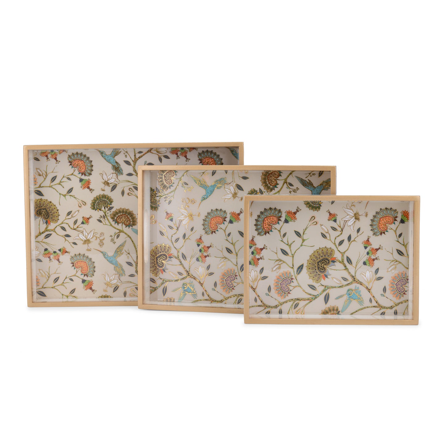 Gardenia - Painted Rectangle tray - Set of 3