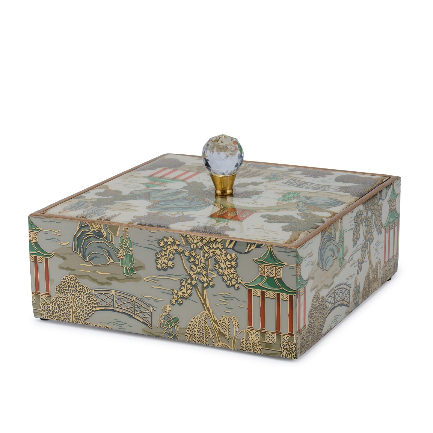 Chinoiserie - Four part wooden storage box