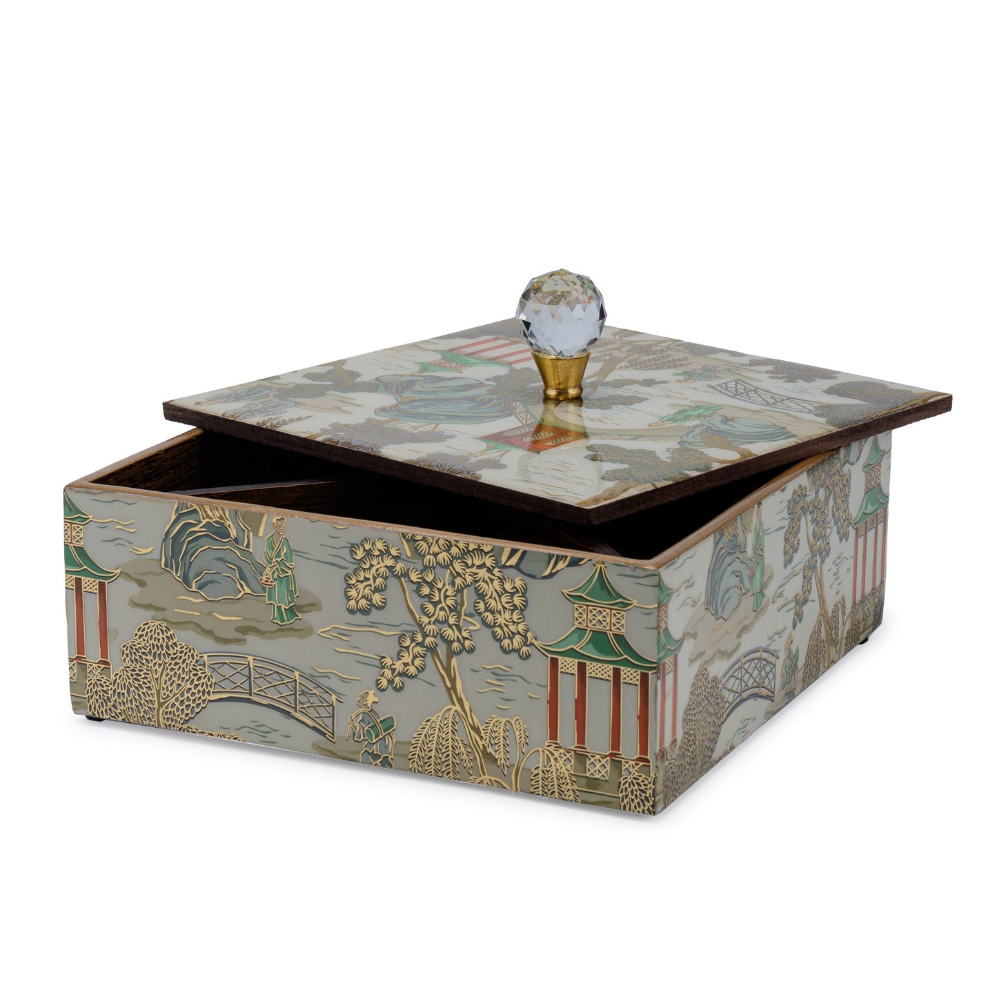 Chinoiserie - Four part wooden storage box