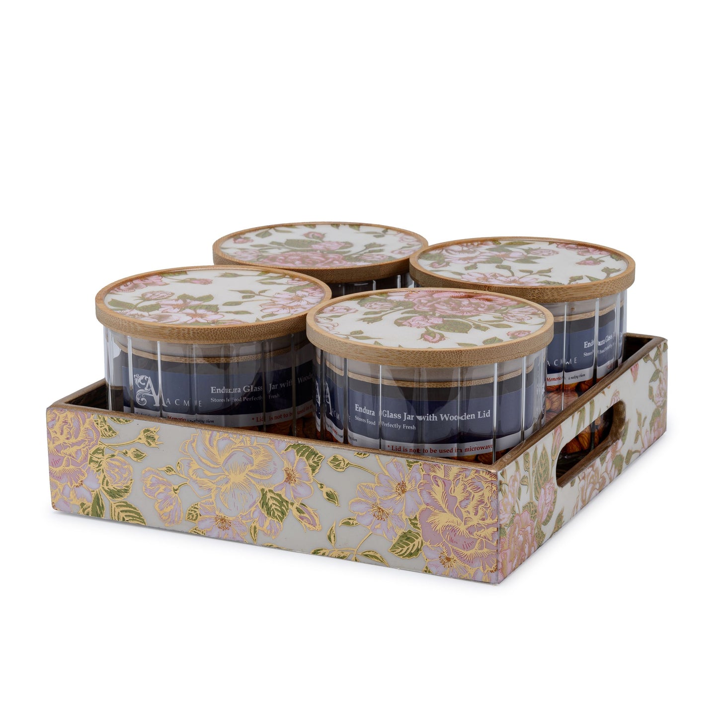 Fiori amore - 4 jar storage set (Fluted)