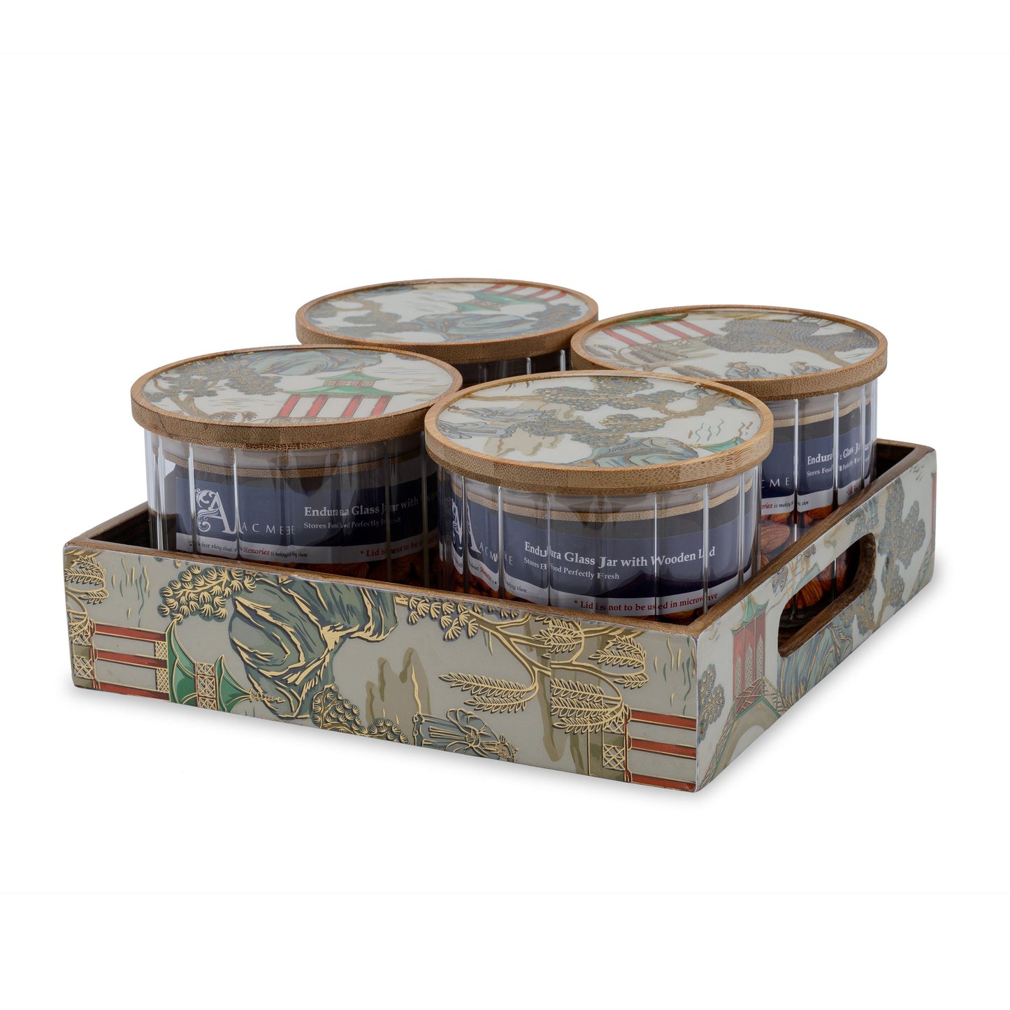 Chinoiserie - 4 jar storage set (Fluted)