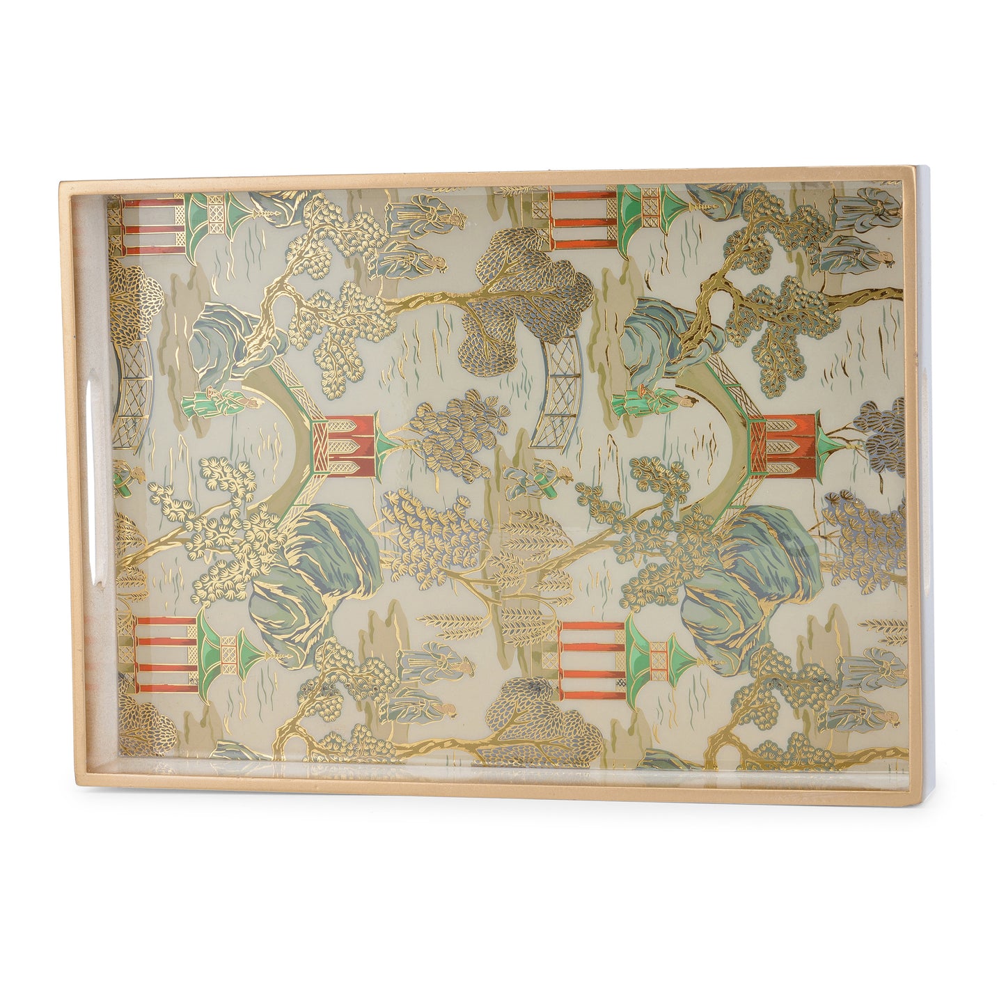 Chinoiserie - Painted Rectangle tray - Set of 3