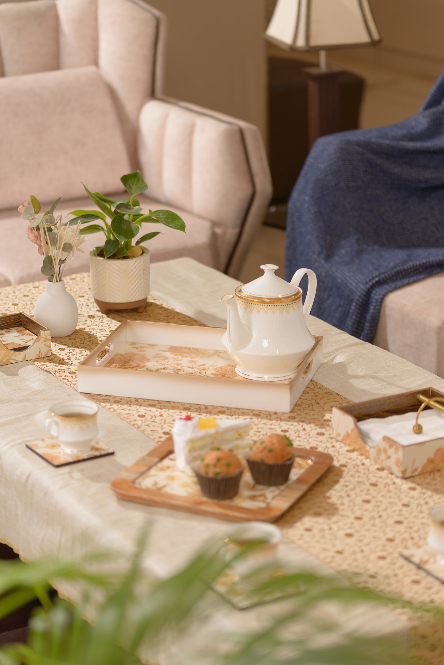 Rosa - Painted Rectangle tray - Set of 3