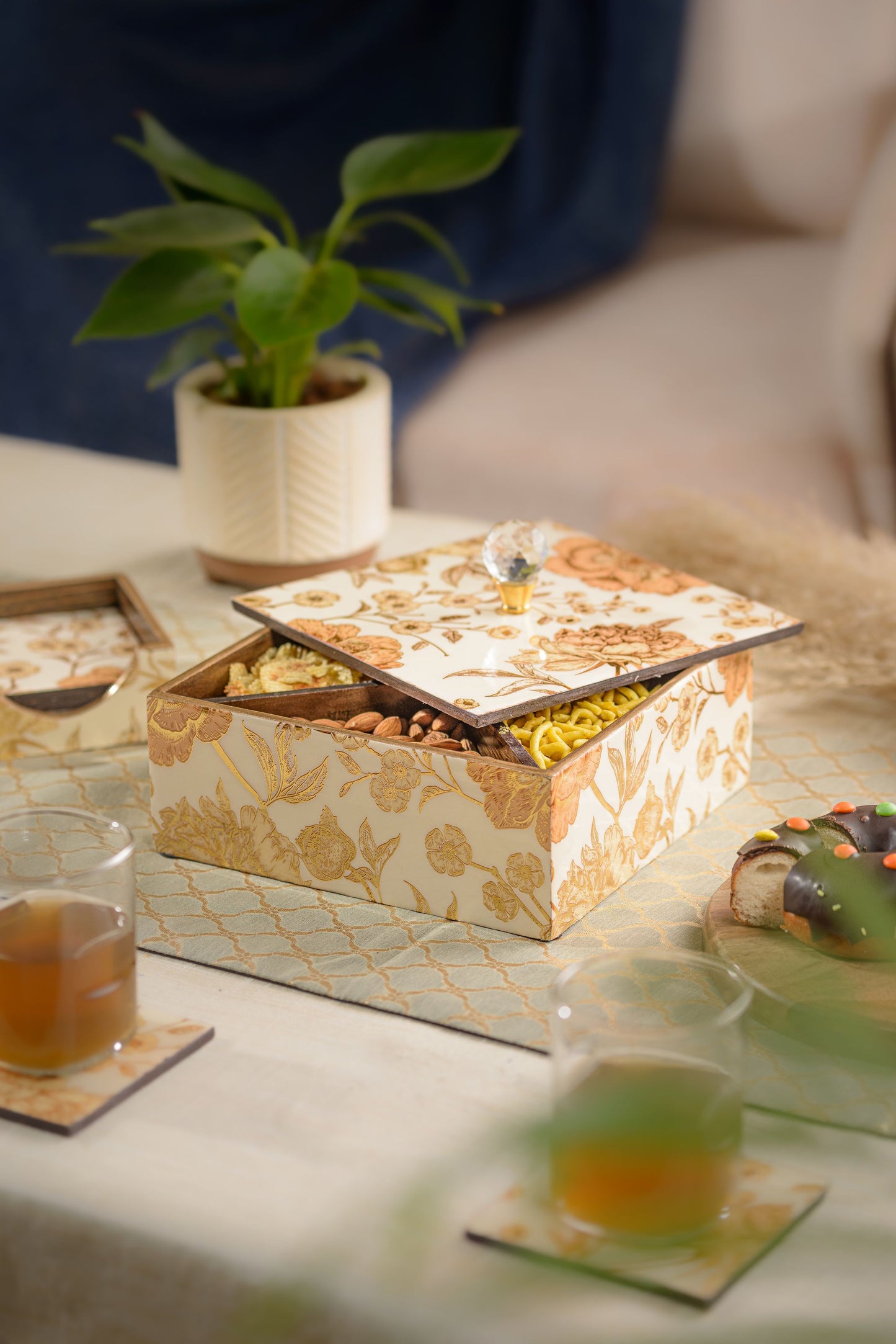 Rosa - Four part wooden storage box