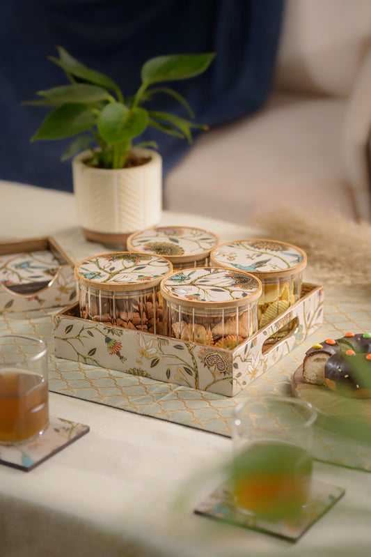Gardenia - 4 jar storage set (Fluted)