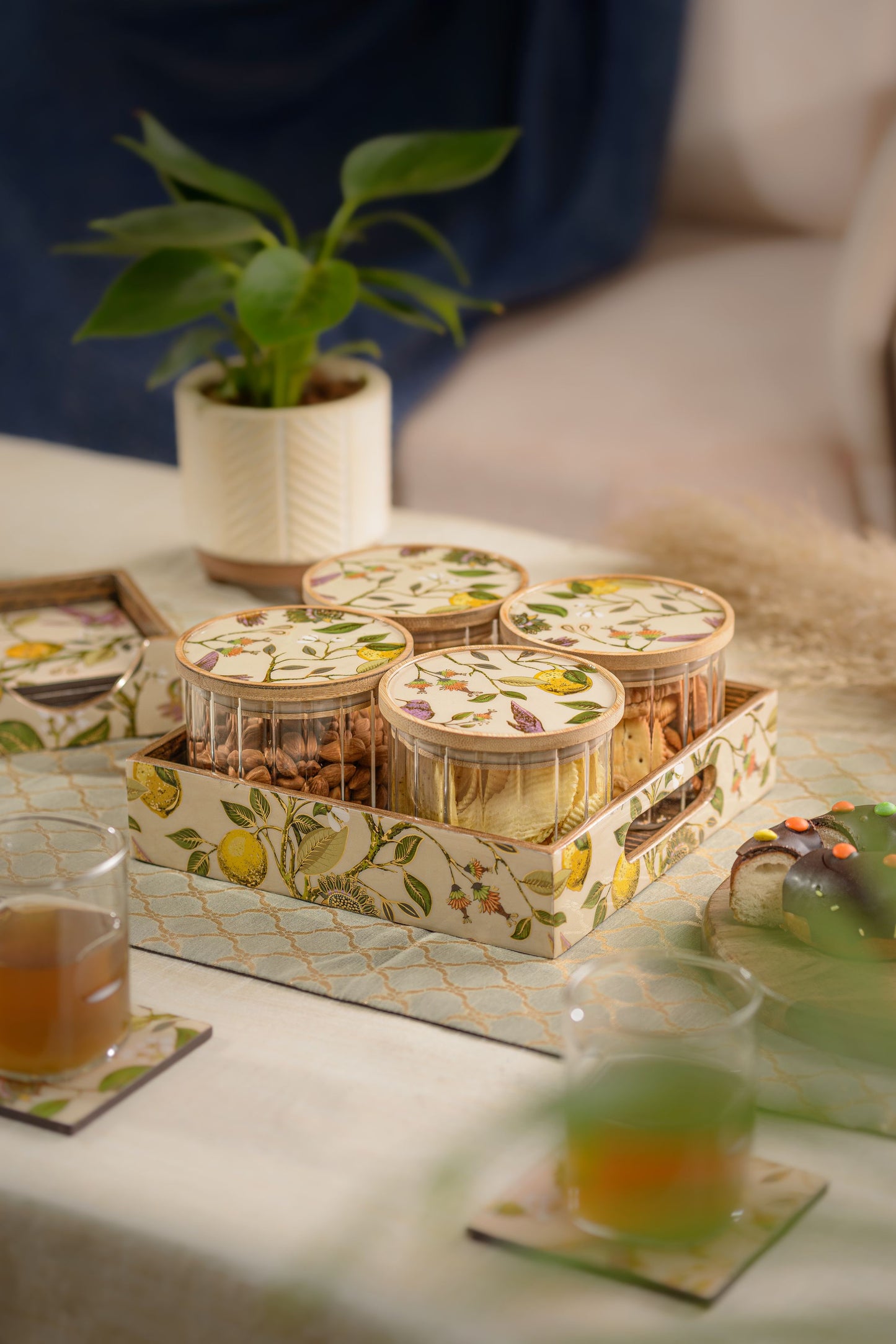 Limone - 4 jar storage set (Fluted)