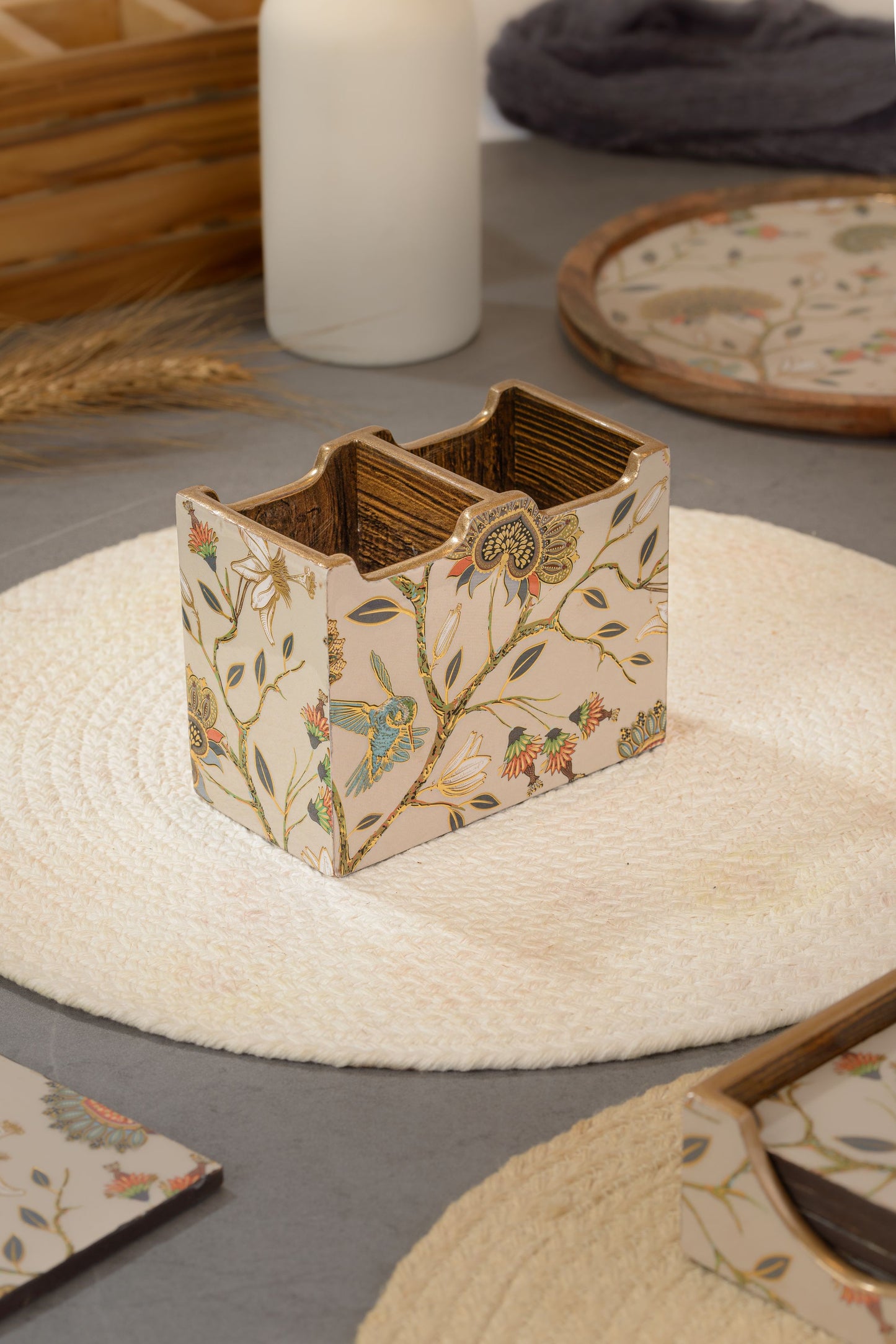 Gardenia exotica - 2 part cutlery holder