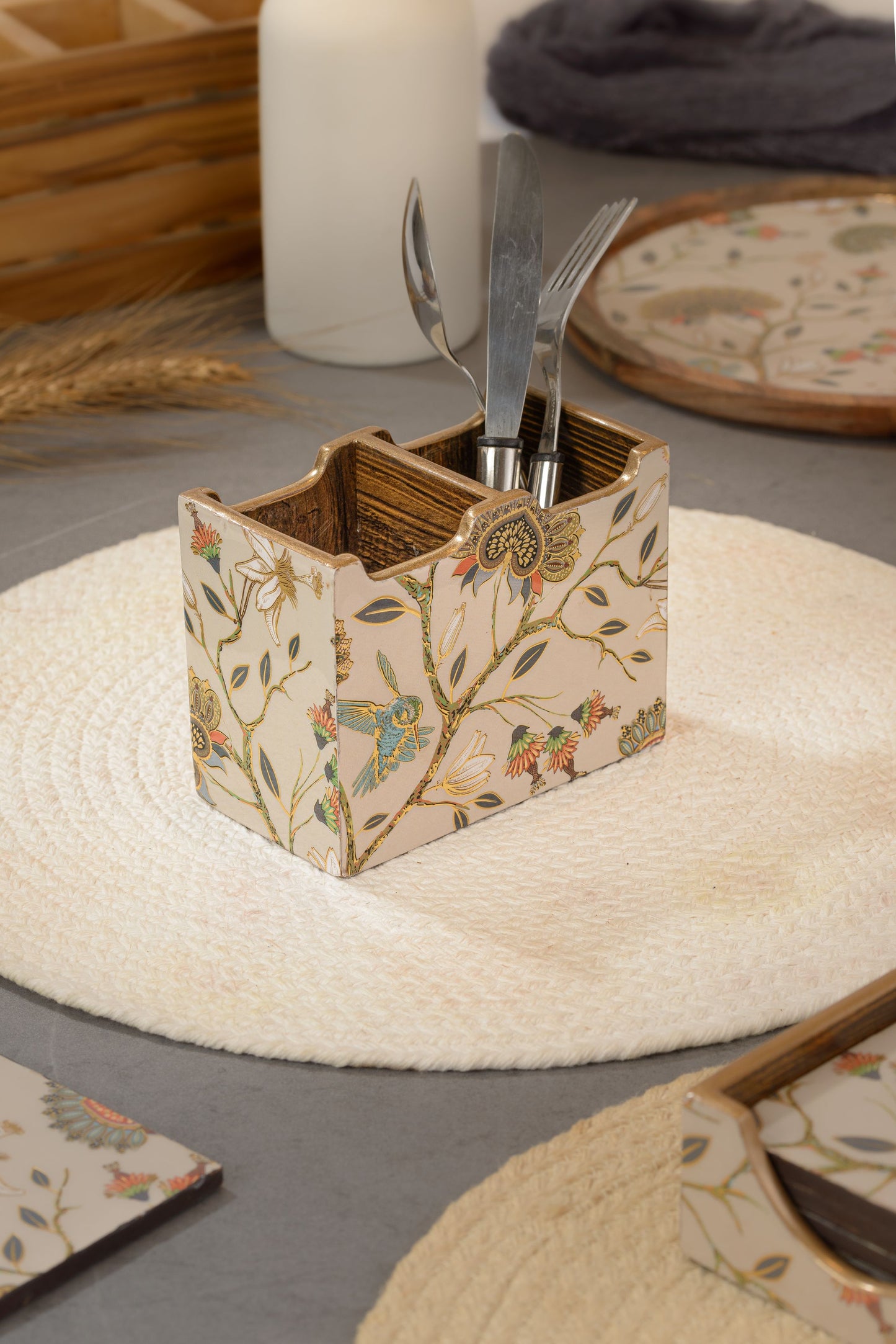 Gardenia exotica - 2 part cutlery holder