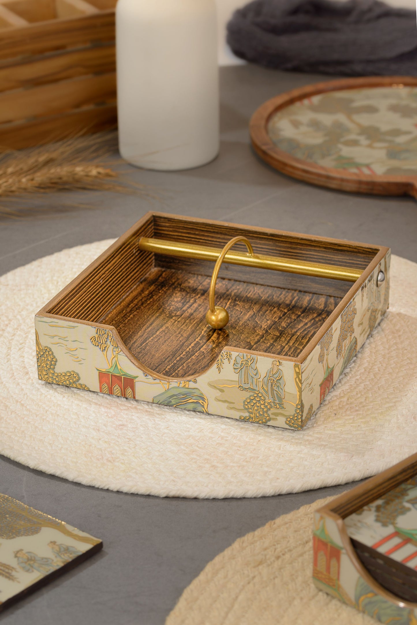Chinoiserie - Square tissue holder