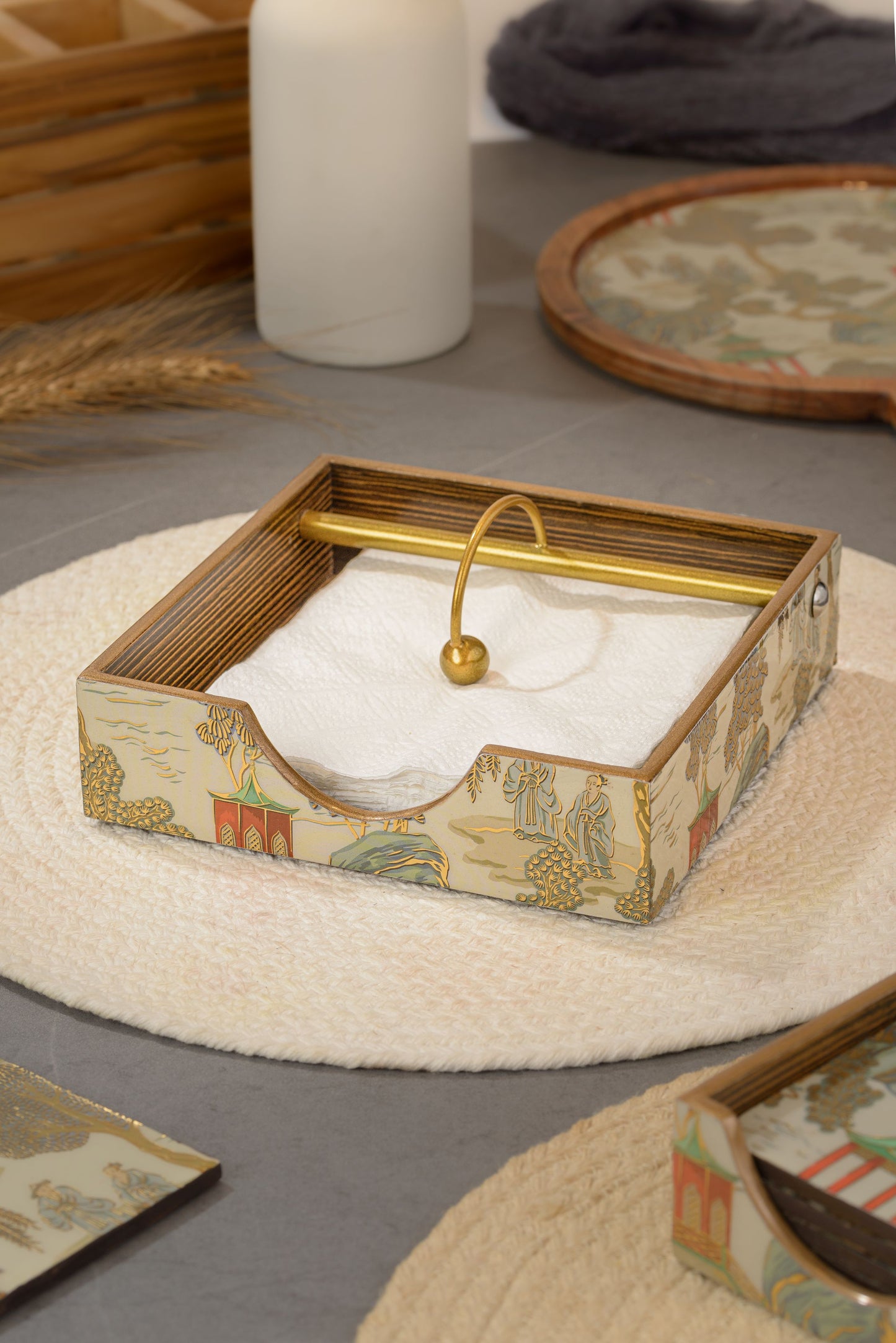 Chinoiserie - Square tissue holder