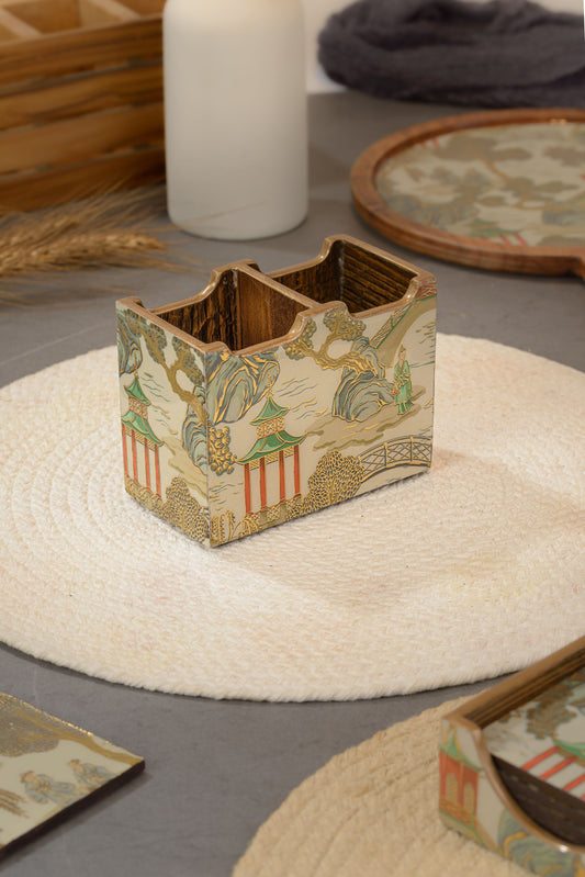 Chinoiserie - 2 part cutlery holder