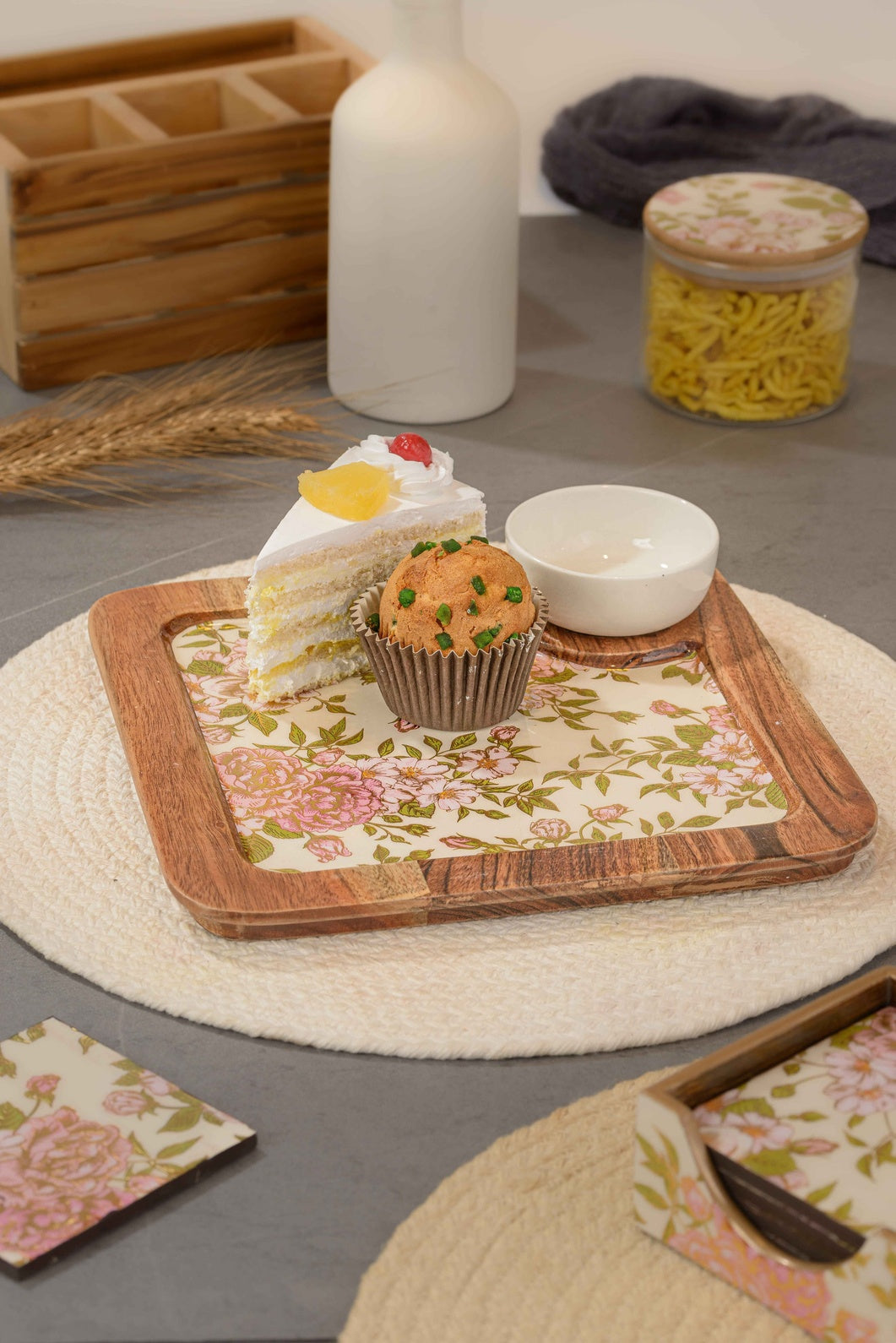 Fiori - Chip & dip wooden platter