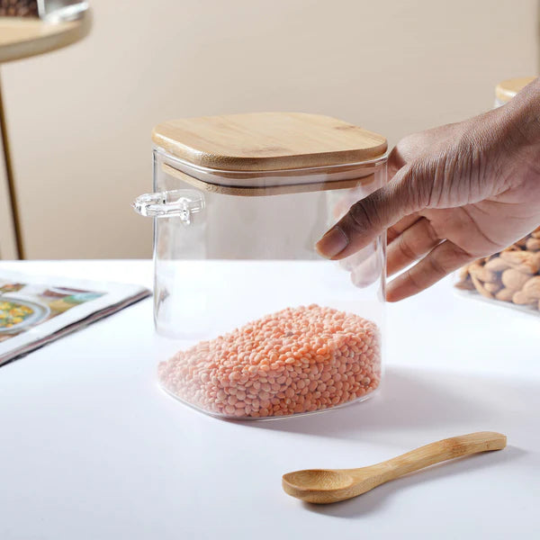Square Glass Jar With Lid - 800ml (Small)