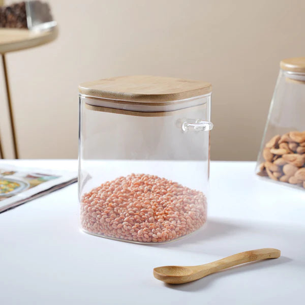 Square Glass Jar With Lid - 800ml (Small)