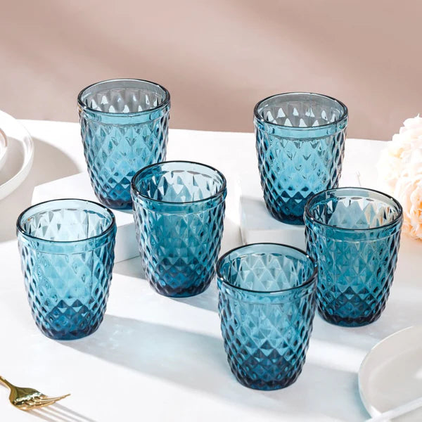 Aqua blue water glasses (set of 6)