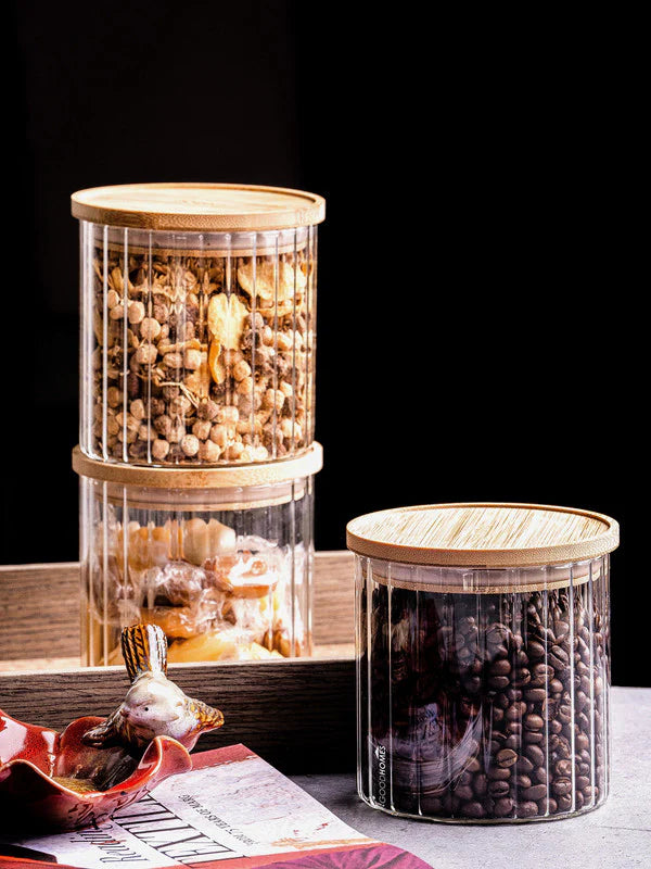 Round (Fluted) Glass Jar With Lid - 685ml (Small)