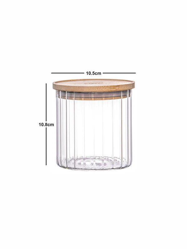 Round (Fluted) Glass Jar With Lid - 685ml (Small)