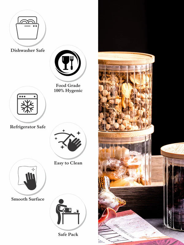 Round (Fluted) Glass Jar With Lid - 685ml (Small)