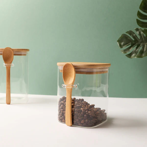 Square Glass Jar With Lid - 1000ml (Medium)