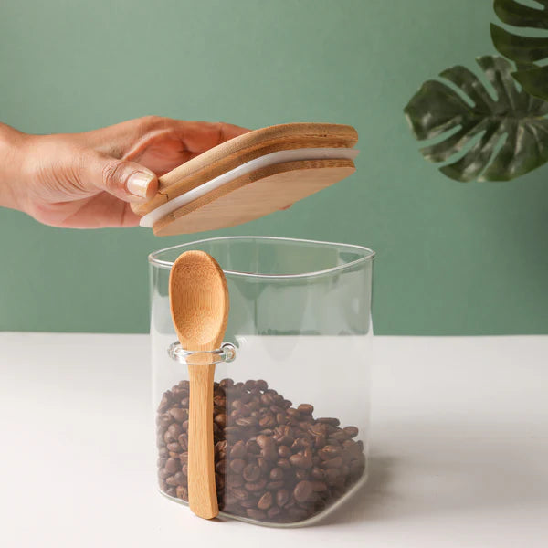 Square Glass Jar With Lid - 1000ml (Medium)