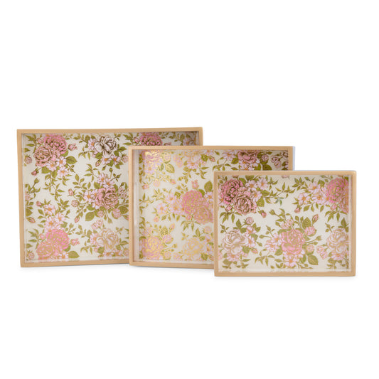 Fiori amore - Painted Rectangle tray (Large, Medium & Small) Set of three