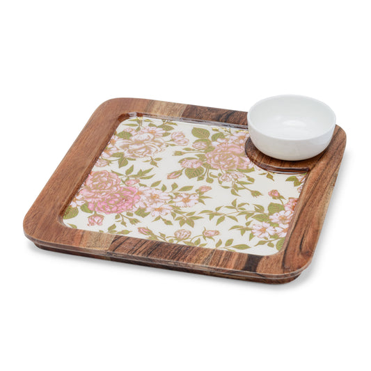 Fiori amore - Chip & dip designer wooden platter