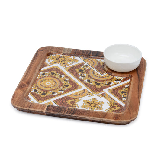 Classico indiano - Chip and dip designer wooden platter