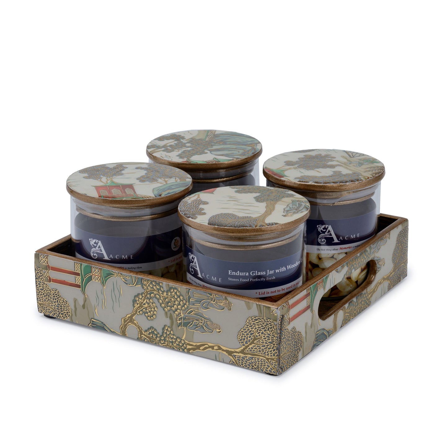 Villaggio chinoiserie - 4 jar storage set (Small)