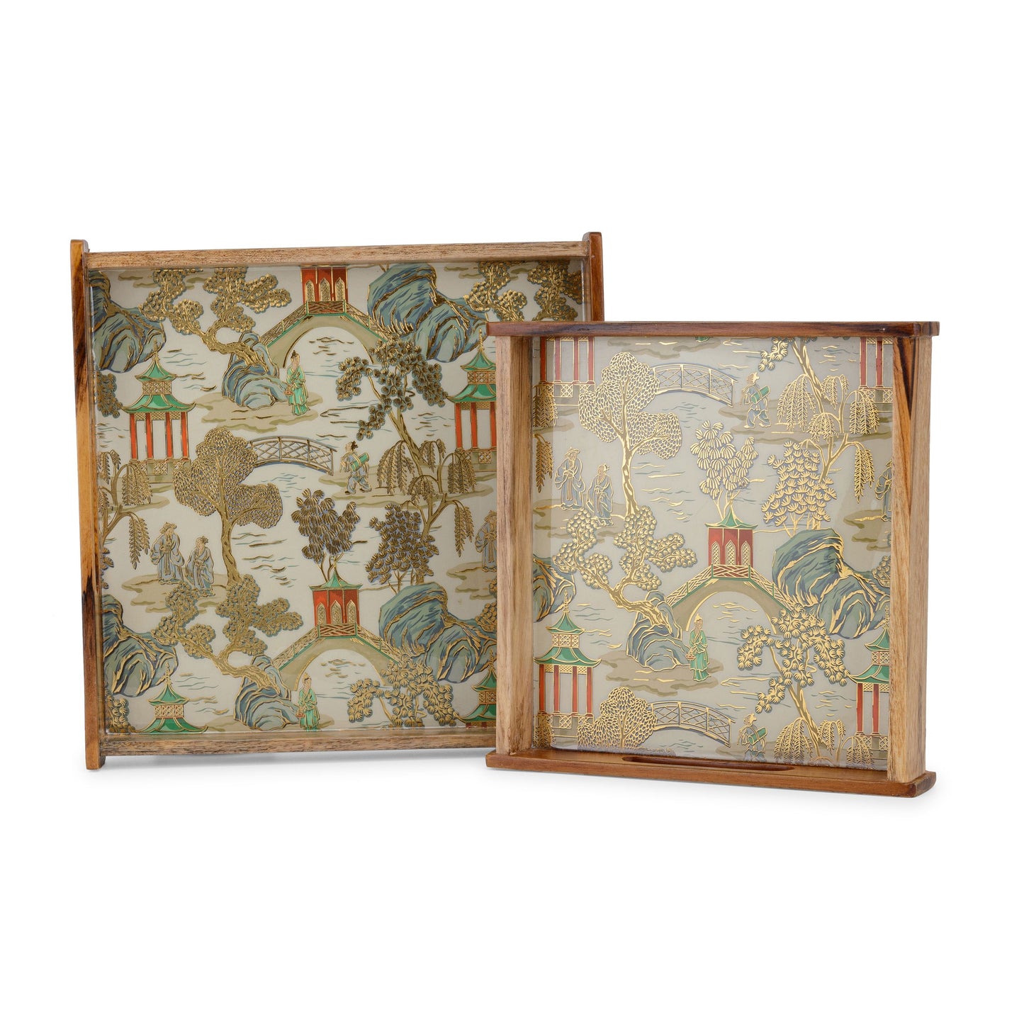 Villaggio chinoiserie - Square tray (Medium & Small) Set of two