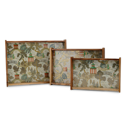 Villaggio chinoiserie-Rectangle tray (Large & Medium) Set of two