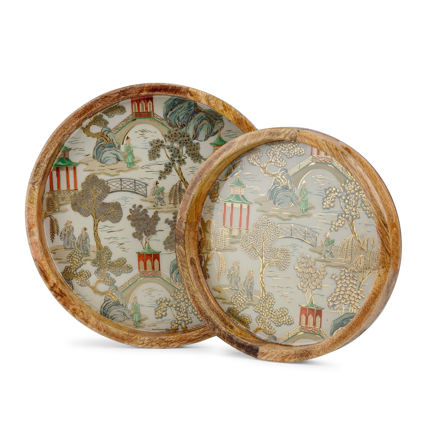 Villaggio chinoiserie - Round tray (Medium & Small) Set of two