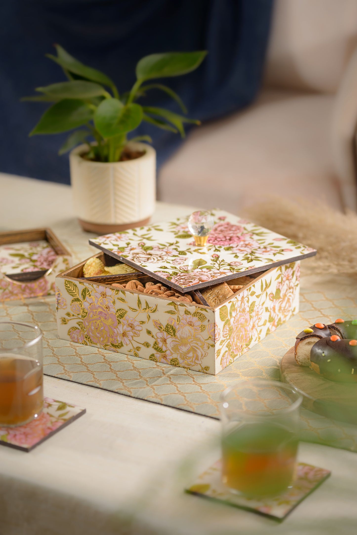 Fiori amore - 4 part designer wooden storage box