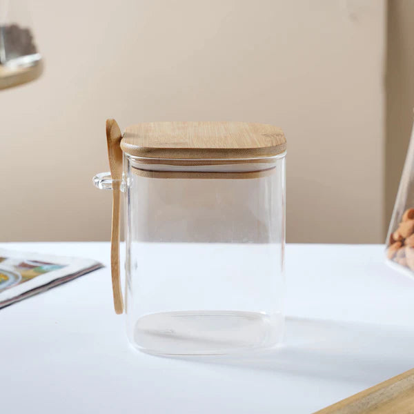 Square Glass Jar With Lid -  800ml (Small)