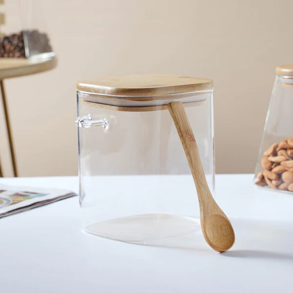 Square Glass Jar With Lid -  800ml (Small)