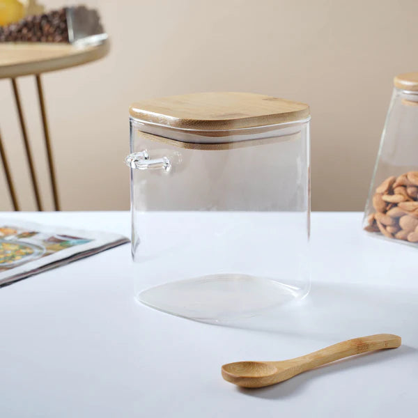 Square Glass Jar With Lid -  800ml (Small)