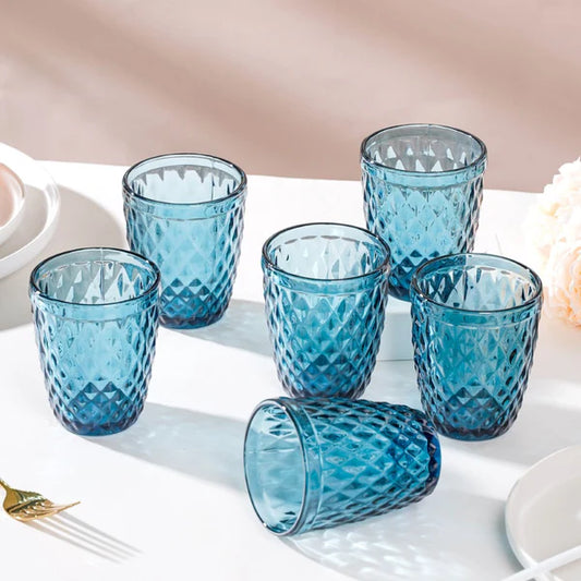 Aqua blue water glasses (set of 6)