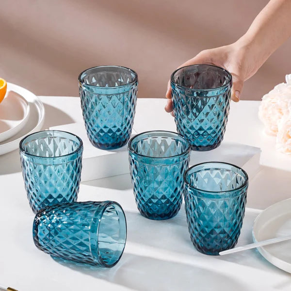 Aqua blue water glasses (set of 6)